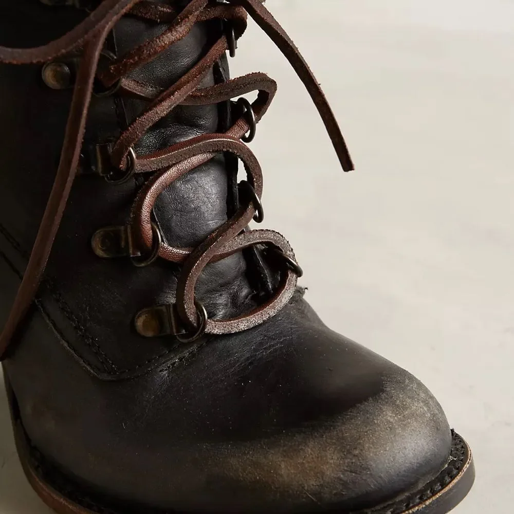 Freebird by Steven Swiss Brown Leather Ankle Booties Women's (Size 7) - Picture 4 of 13